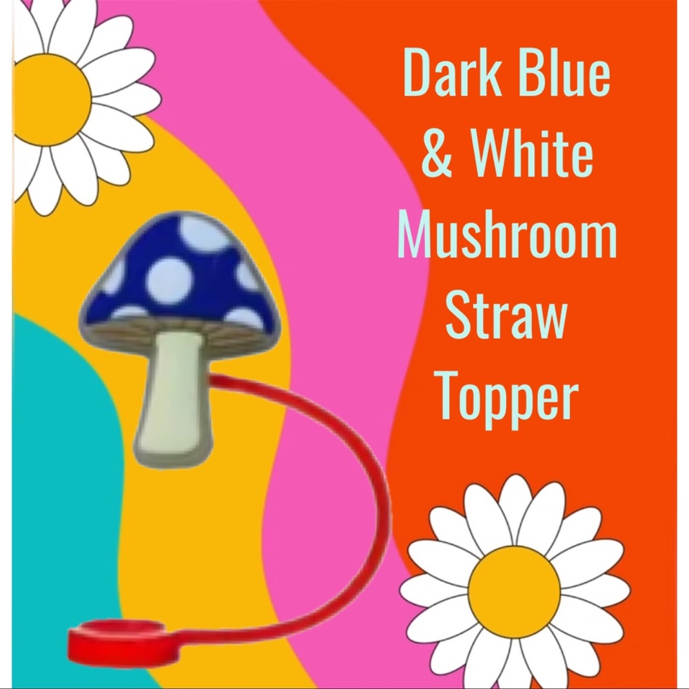Mushroom Straw Topper, GLOWS IN DARK, Fits 10mm straw, New